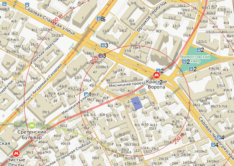 Большой козловский переулок москва карта