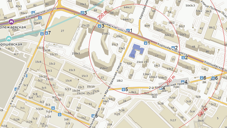 Хорошевское шоссе на карте