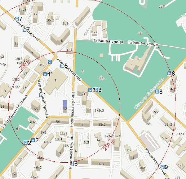 Карта проезда с остановками