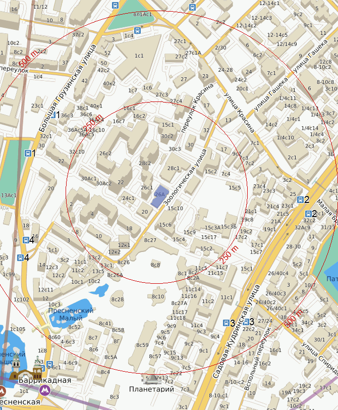 Зоологическая улица на карте москвы
