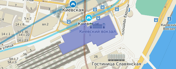 Площадь Киевского Вокзала д. 1 на карте Москвы