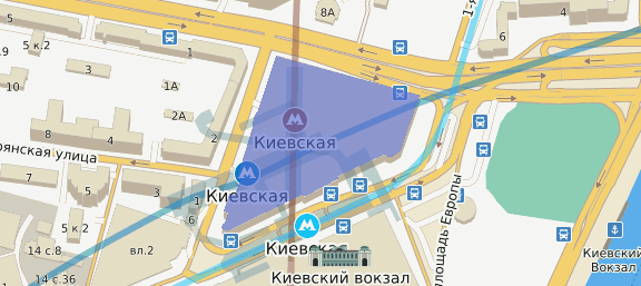 Площадь Киевского Вокзала д. 2 - ТРЦ Европейский на карте Москвы